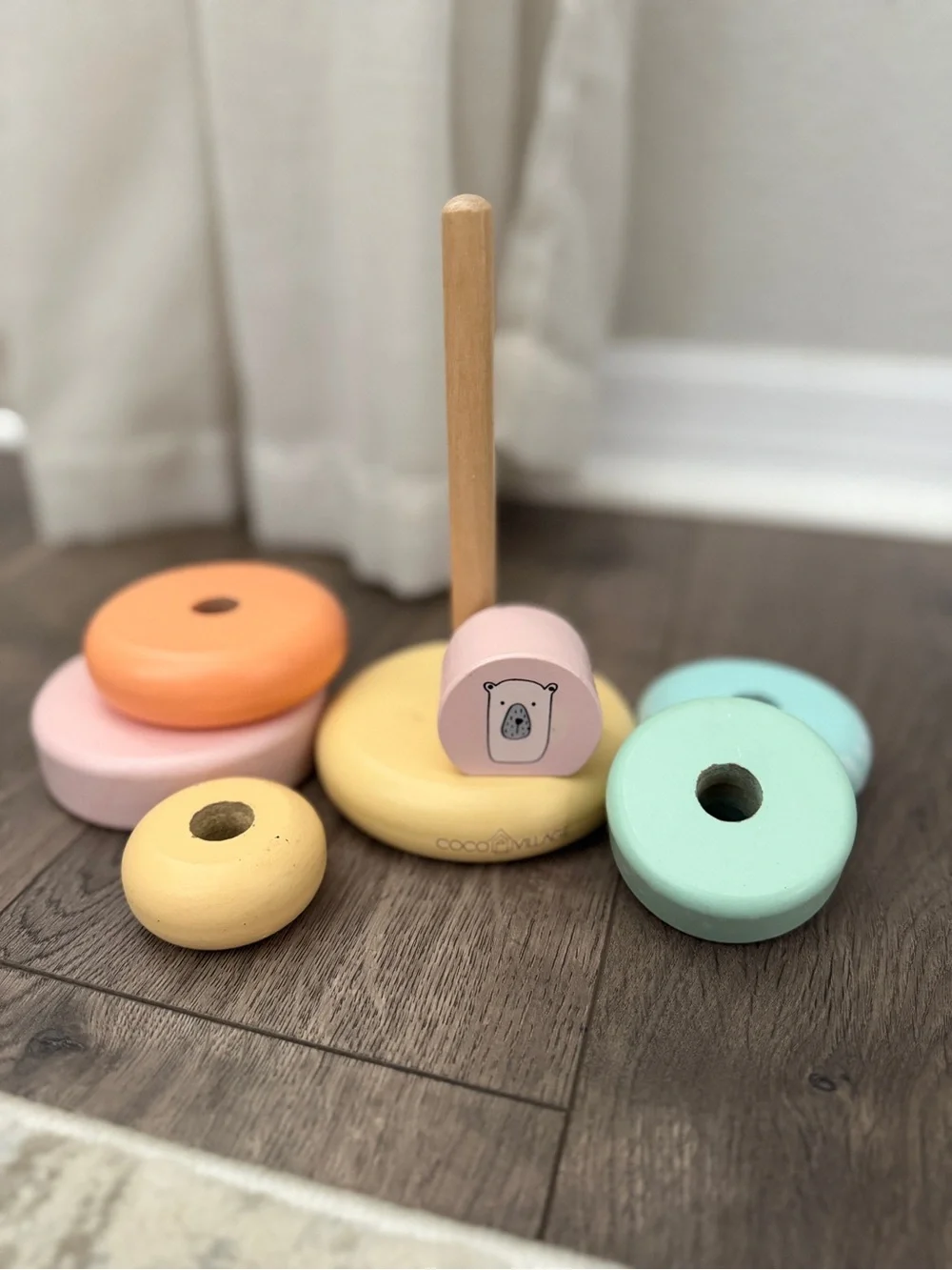 Coco Village Pastel Wooden Stacking Rings Toy - Pink & Pastel Colors